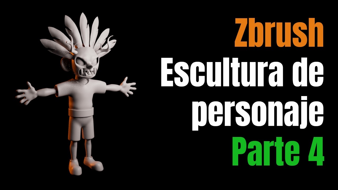 Zbrush - Escultura de personaje 04 - Detalles de cuernos, plumas y preparación para exportar