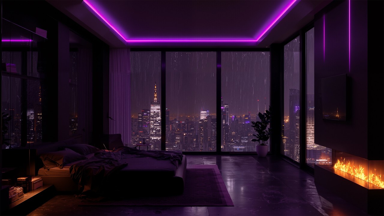 Warm Rainy Night Bedroom 🌧️🌙| Gentle Lofi Beats for Sleep, Deep Relaxation & Peaceful Nights