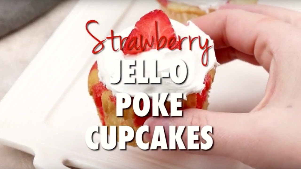 How to make: Strawberry Jell O Poke Cupcakes