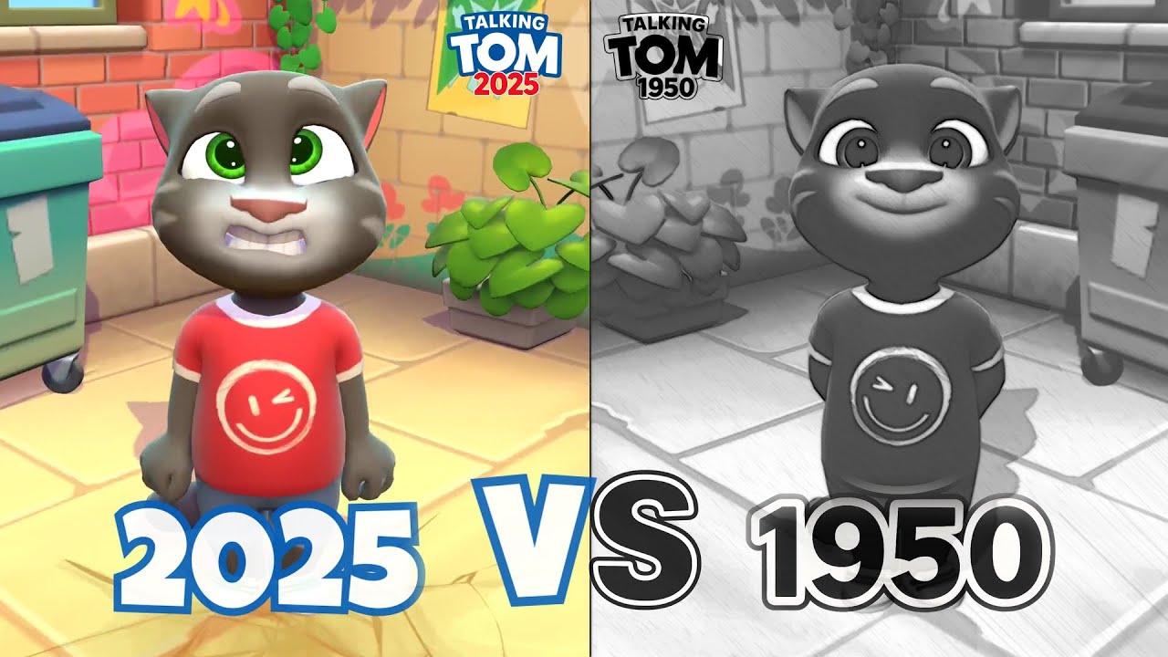 What If Talking Tom Was on TV in 1950? Modern Gameplay vs Retro Cartoon!
