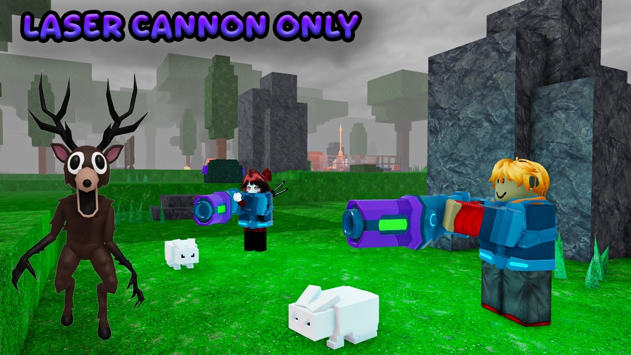 MENYELESAIKAN CHALLENGE LASER CANNON ONLY | 99 NIGHTS IN THE FOREST