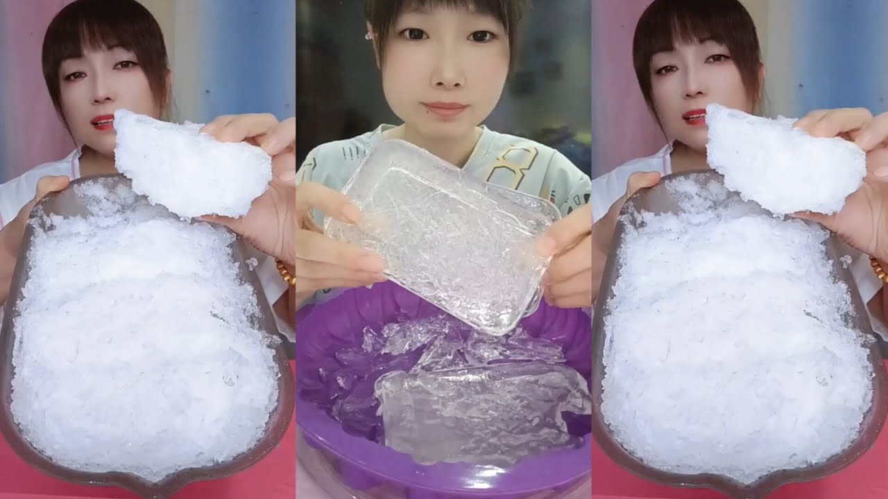 THIN COLORFUL ICE WITH SHAVED WHITE ICE #iceeating #asmr #asmrice #thinice #shavedice