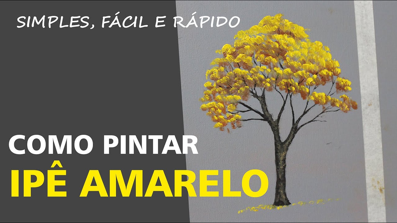 Como pintar um IPÊ AMARELO - Pintura em tela | How to paint a yellow tree