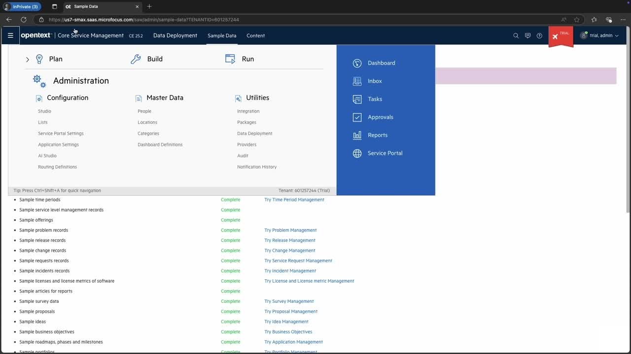 Getting started with your OpenText Service Management trial