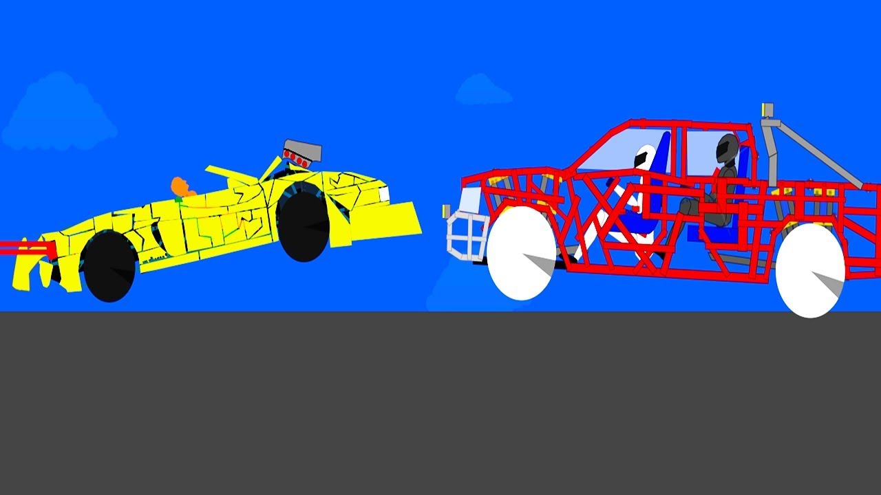 Phun Algodoo Car Destruction #4   (car crashes)