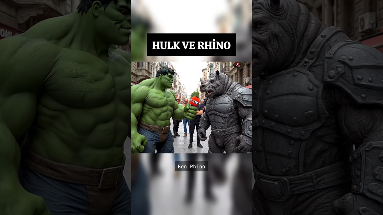 HULK'TAN RHİNO&rsquo;YA YUMRUK #shorts #hulk #yapayzeka #komik #keşfet #marvel #trendingshorts #r&ouml;portaj