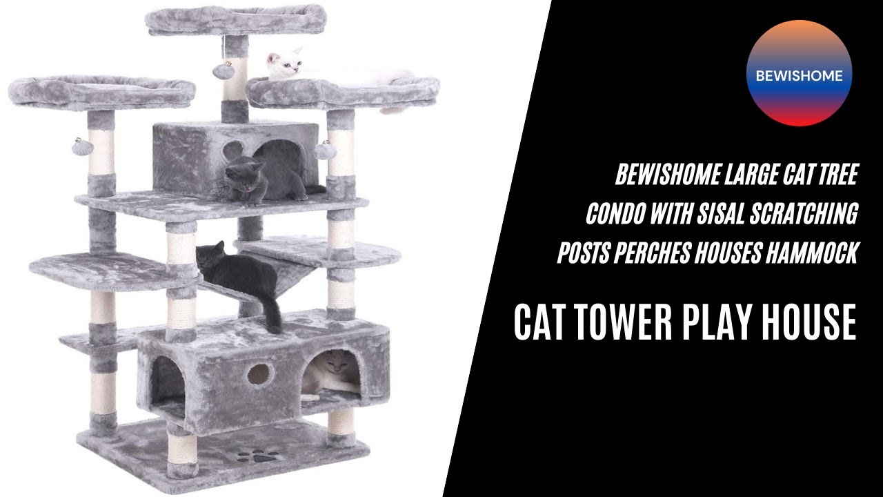 Best cat tree | BEWISHOME Large Cat Tree Condo | with Sisal Scratching Posts Perches Houses Hammock