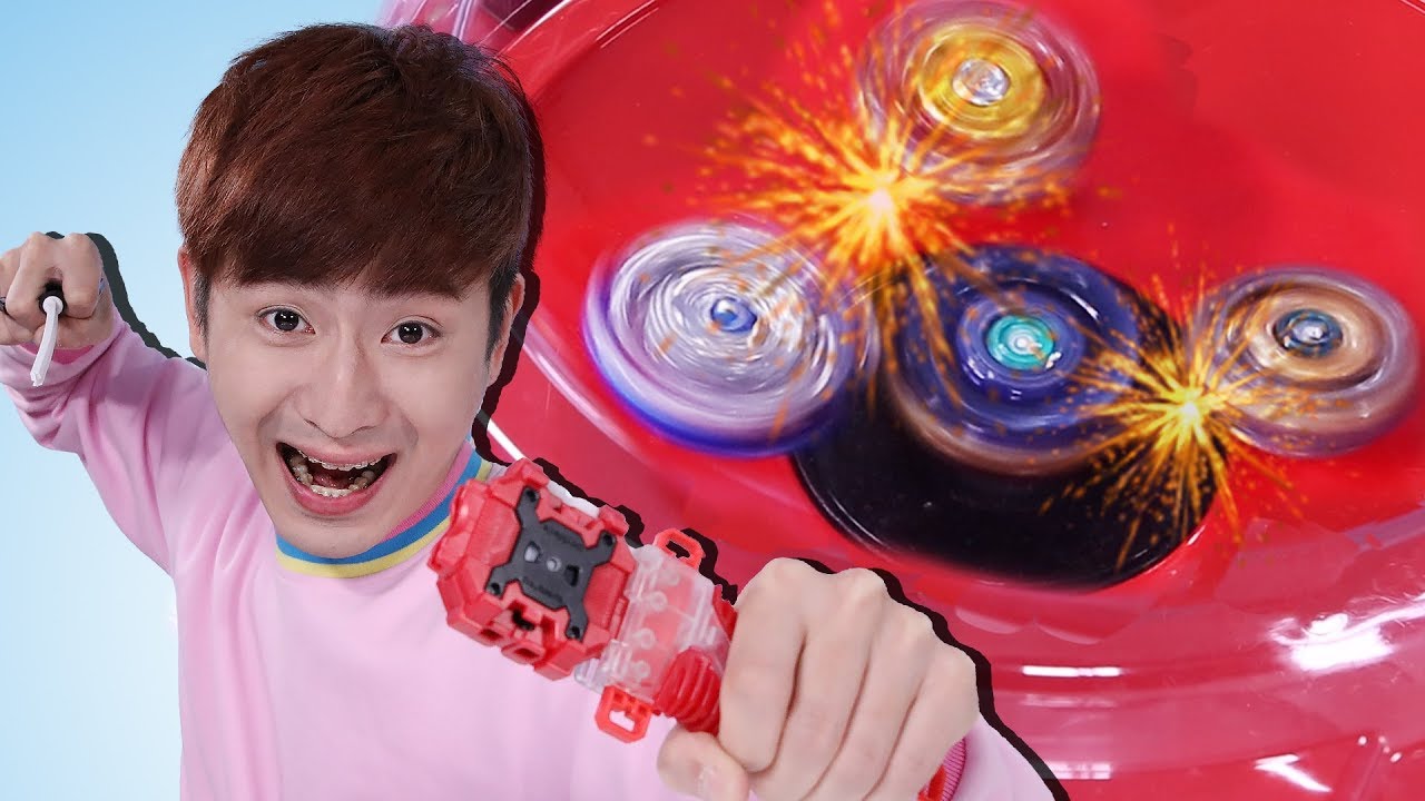 무한스핀 팽이를 이겨라!!! 베이블레이드 버스트 무한스핀 회전 스태디움 장난감 도전 놀이 - 강이