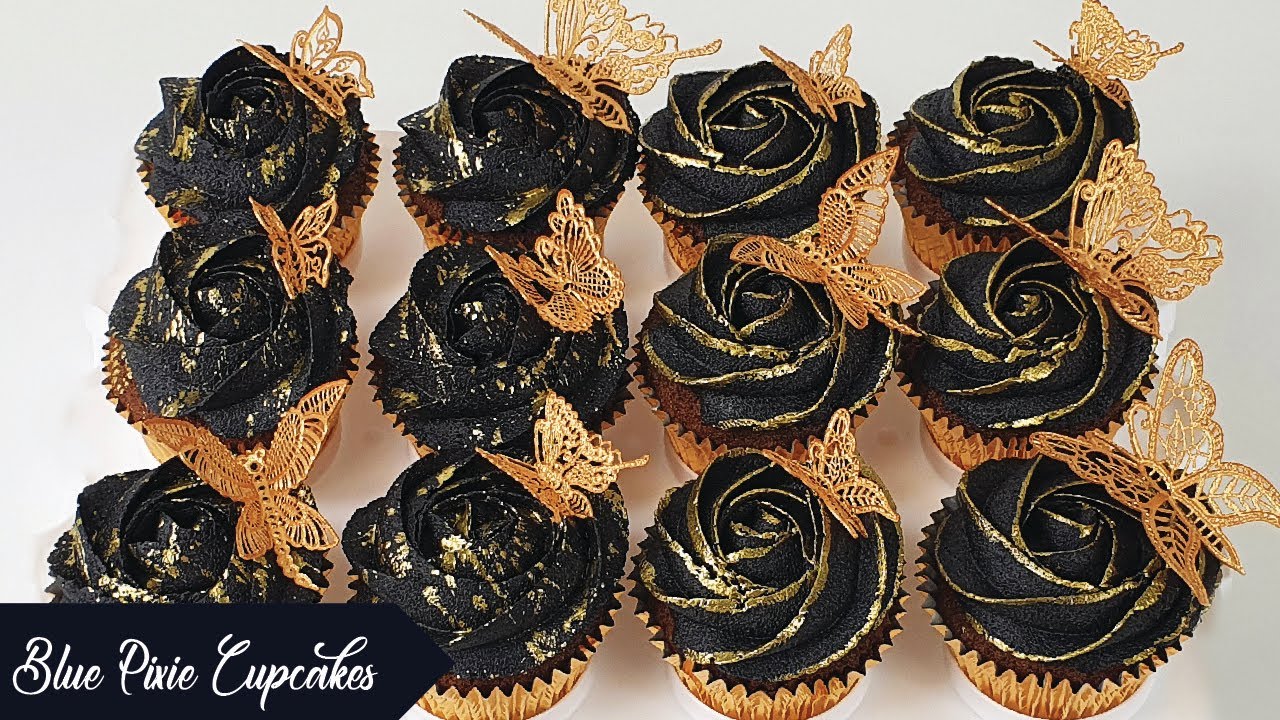 How to make Black and Gold Buttercream Cupcakes