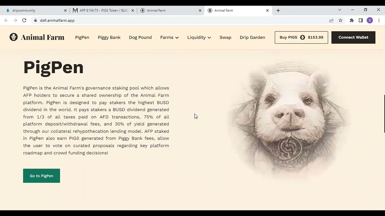 DRIP NETWORK ANIMAL FARM NEW UI IS UP. AFP (PIGS) GOVERNANCE TOKEN PUMPING AHEAD OF LAUCH!!!!!