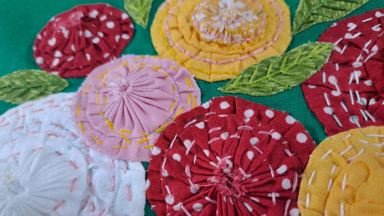 Stitch a Suffolk Puff Rose Garden | Easy Textile Art | The Garden Quilt Project