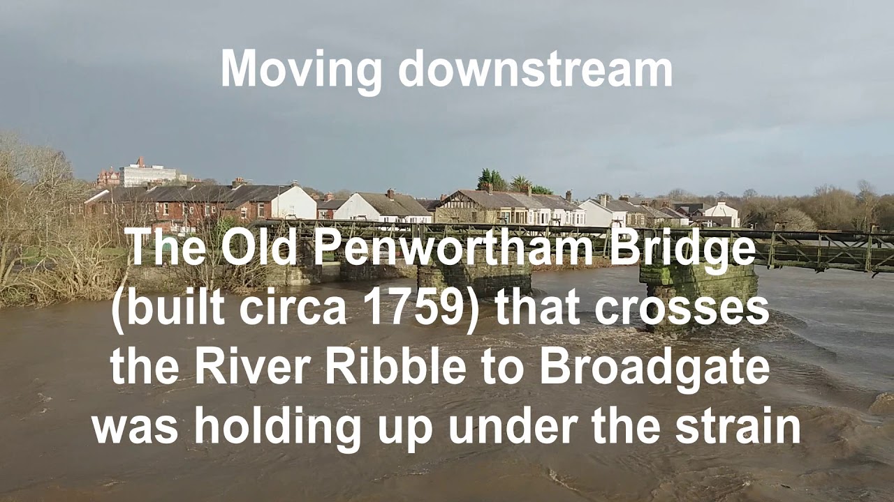 River Ribble at Preston Flooded by Storm Ciara February 2020