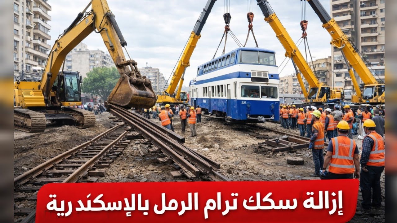 الإنتهاء من إزالة قضبان ومهمات #ترام_الرمل تم فصل الكهرباء عن مسار الترام وسط حزن يسيطر على الاهالى 
