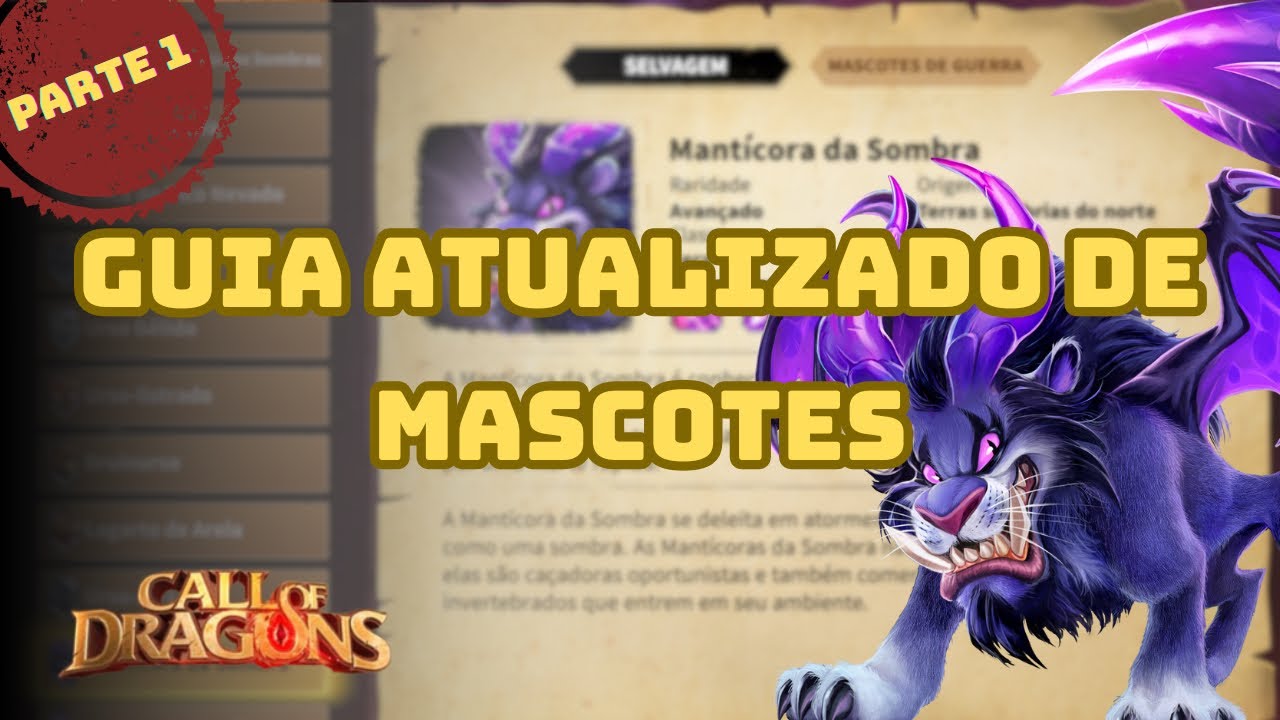 Guia Mascotes Atualizado para Call of Dragons: Parte 01