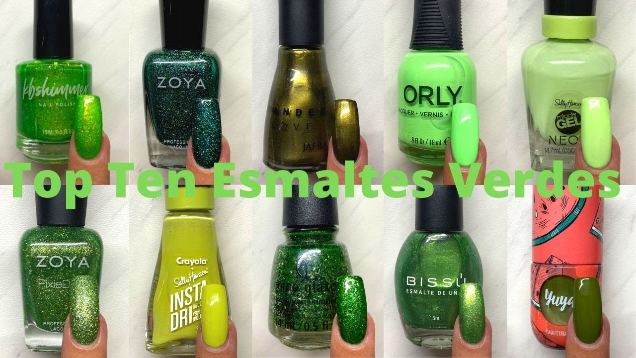 Top Ten Esmaltes Verdes | Top Ten Green Nail Polishes | Swatches Y Mas | Esmaltes Verdes #topten