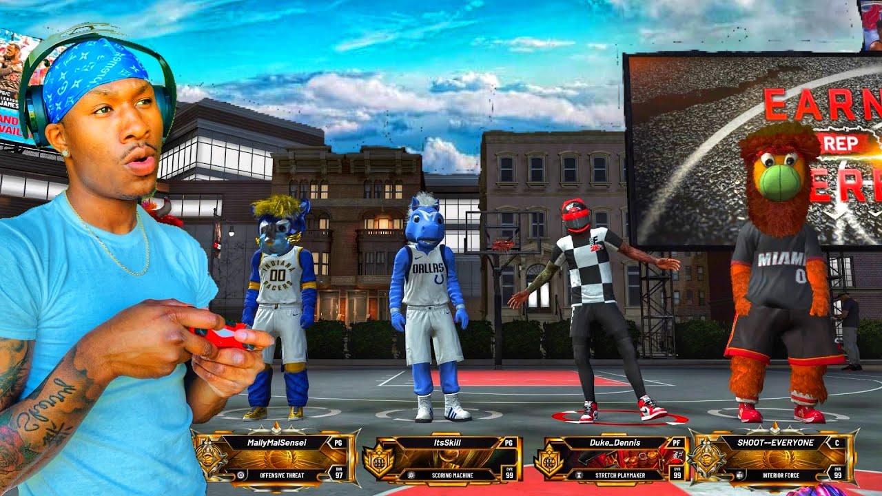 4  HUGE Mascots and My Stretch Big Playmaker DOMINATE the 5v5 event on NBA 2K20! BEST BUILD 2K20!