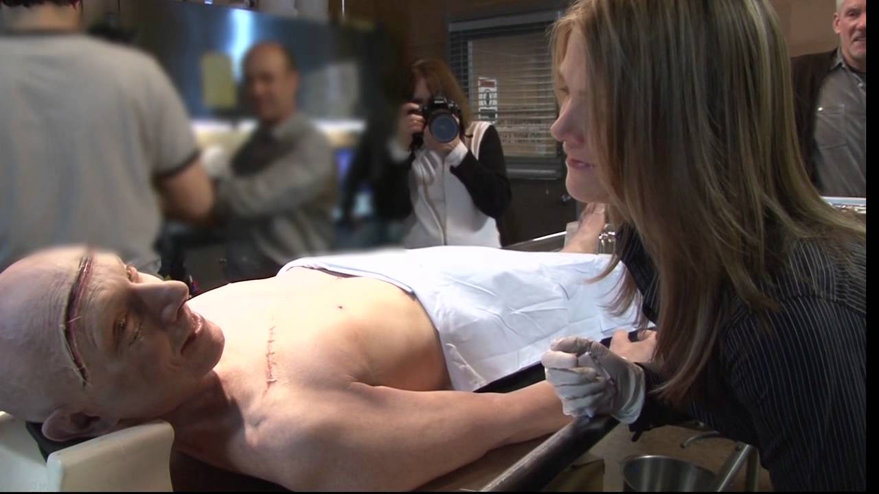 Kathryn Erbe inside the morgue for Law & Order: CI episode Cadaver
