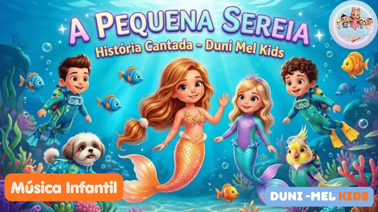 🎶 A Pequena Sereia: História Cantada Mágica! ✨🧜‍♀️ Duni Mel Kids