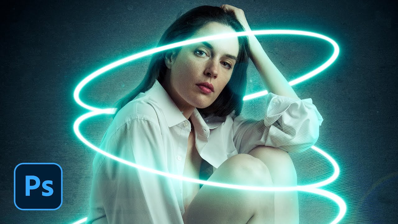 Glow Lines Portrait Photoshop Compositing tutorial #Nucly