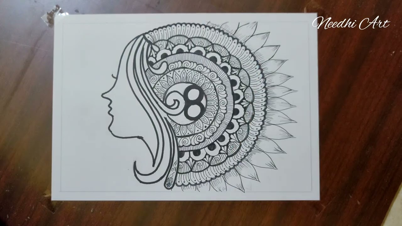 Easy Women's day Mandala Art step by step 