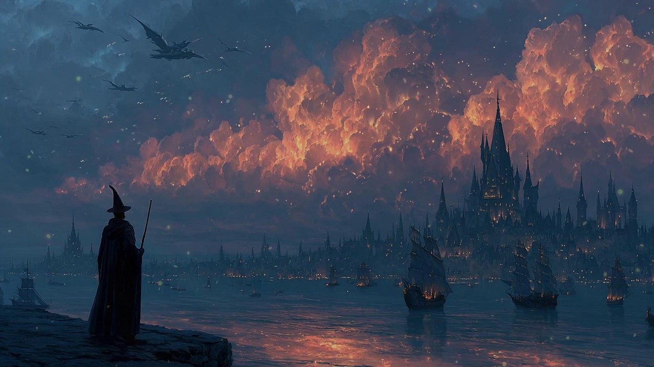 Harbor Town at Sunset ⛵️🌇 Relaxing Medieval Music for Focus