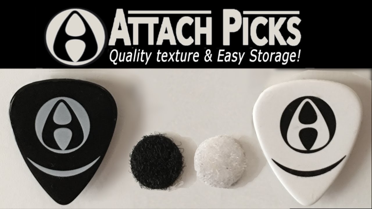 ATTACH PICKS - Quality guitar picks with a texture for better grip, and quick and easy storage!