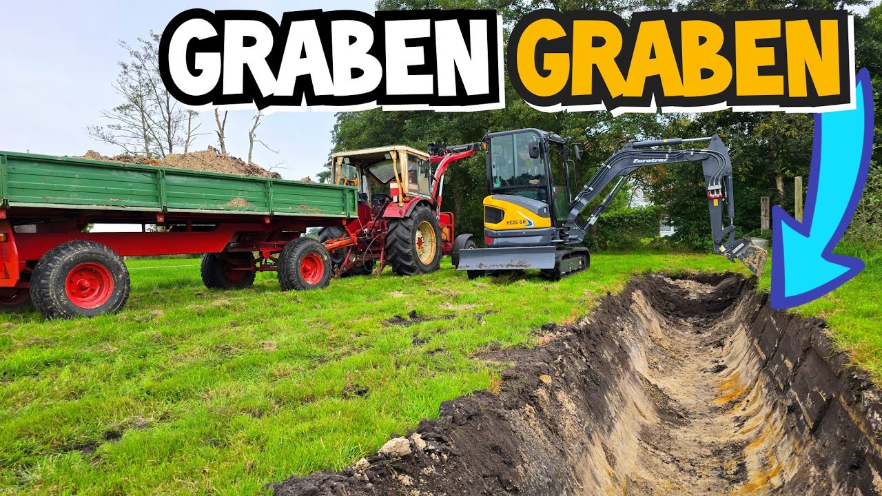 5,7 TONNEN KIPPER an der GRENZE! | Graben ausheben mit Eurotrac HE 26-SR | IHC 633 | Bruns  Mr. Moto