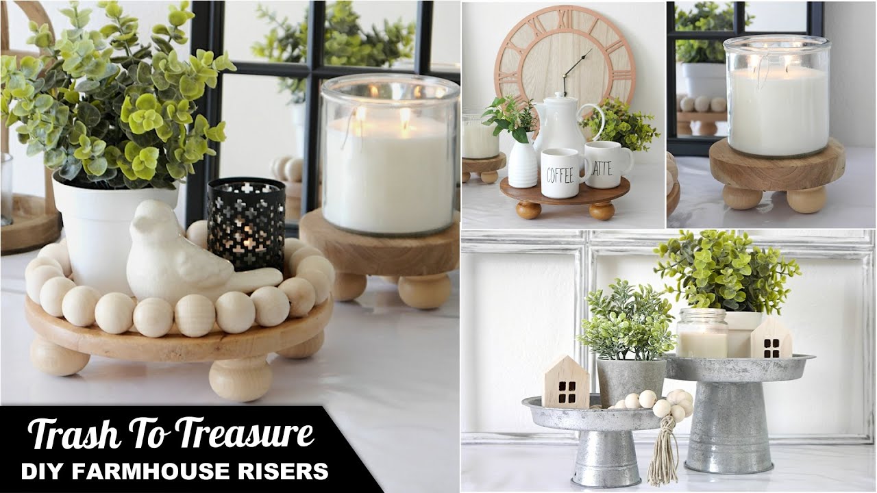 DIY Farmhouse Risers and Stands in Wood and Galvanized Metal 🌿 Trash To Treasure