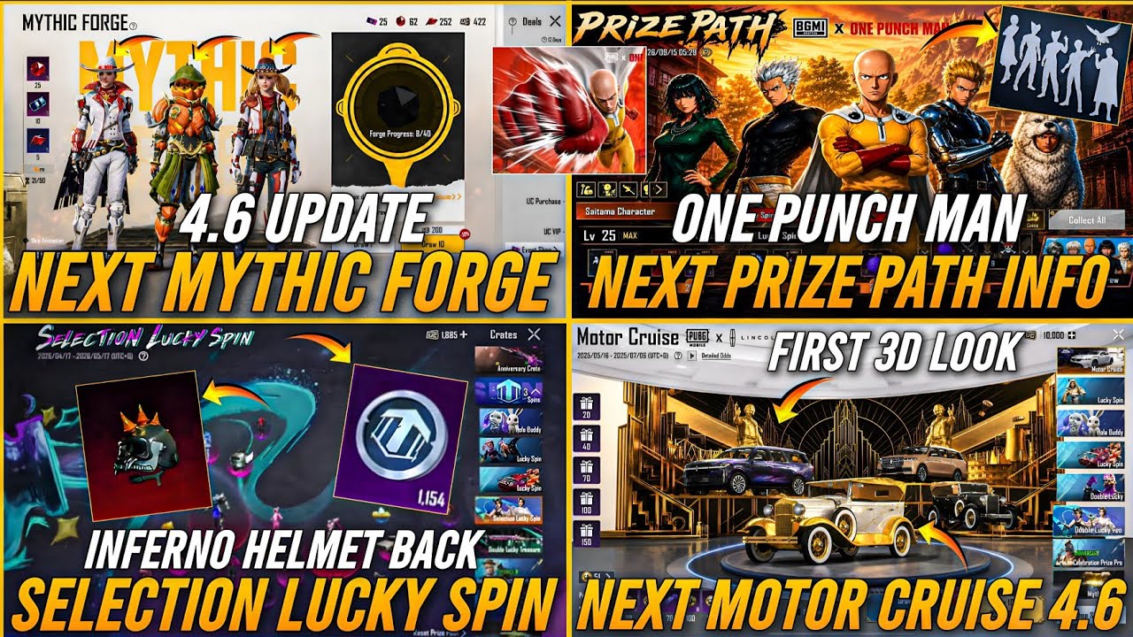 🔴 NEXT MYTHIC FORGE LEAKS 🔥😱 ONE PUNCH MAN PRIZE PATH 😍 INFERNO HELMET RETURN ✅ 4.6 NEW SUPER CAR 🚘