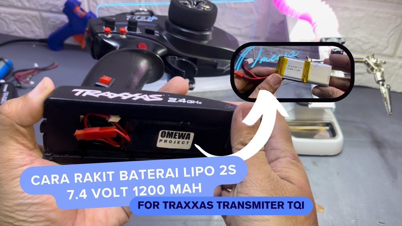 Traxxas TQi upgrade baterai Lipo 2S 1200mah Made DIY very cheap, tanpa coak TRX | Omewa
