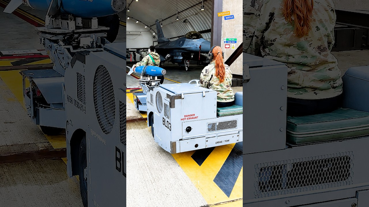 U.S. Air Force Female Crew Load a Missile onto an F-16C Fighting Falcon