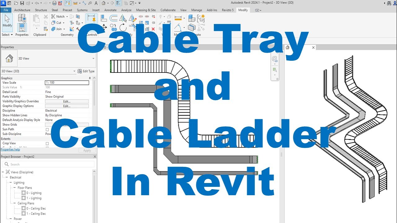 Создание кабельного лотка и кабельной лестницы в Revit