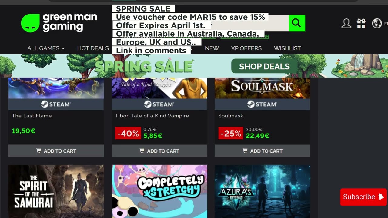 Huge Green Man Gaming Spring Sale. Link in comments.
