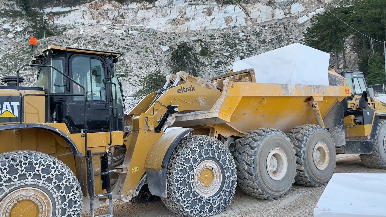 Caterpillar 988K And Caterpillar 980M Wheel Loaders Working On Nordia Marble Quarries