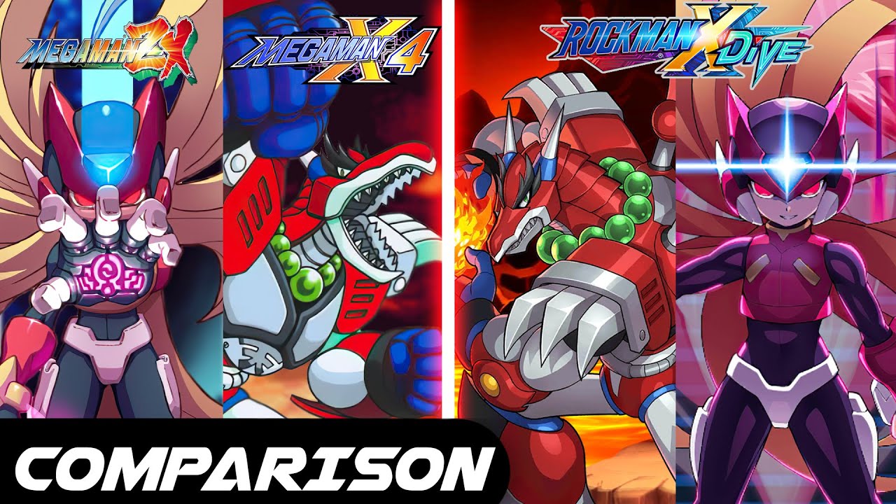ROCKMAN X DiVE - Boss Battle Comparison (Magma Dragoon And Omega Zero) [4k]