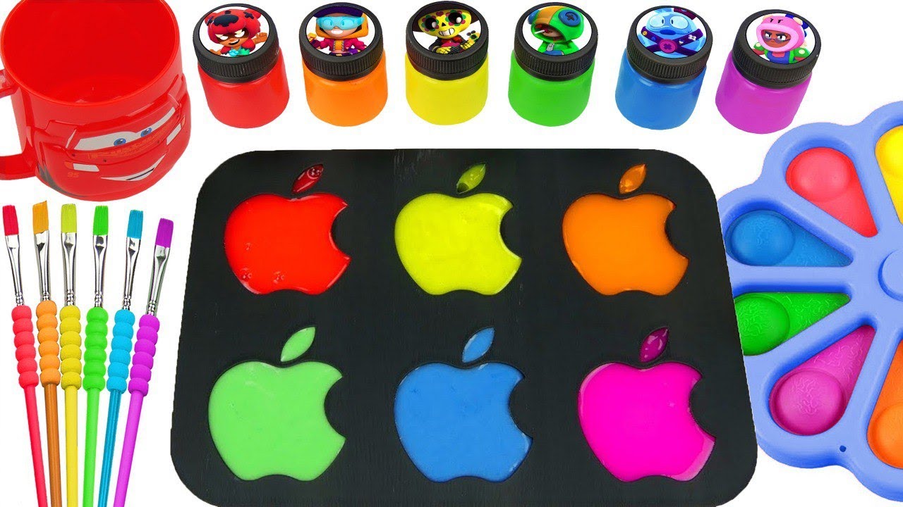 Oddly Satisfying Video l Making 6 Apple Slime Form Magic Mixing Glitter Candy Popt Unboxing DIY ASMR