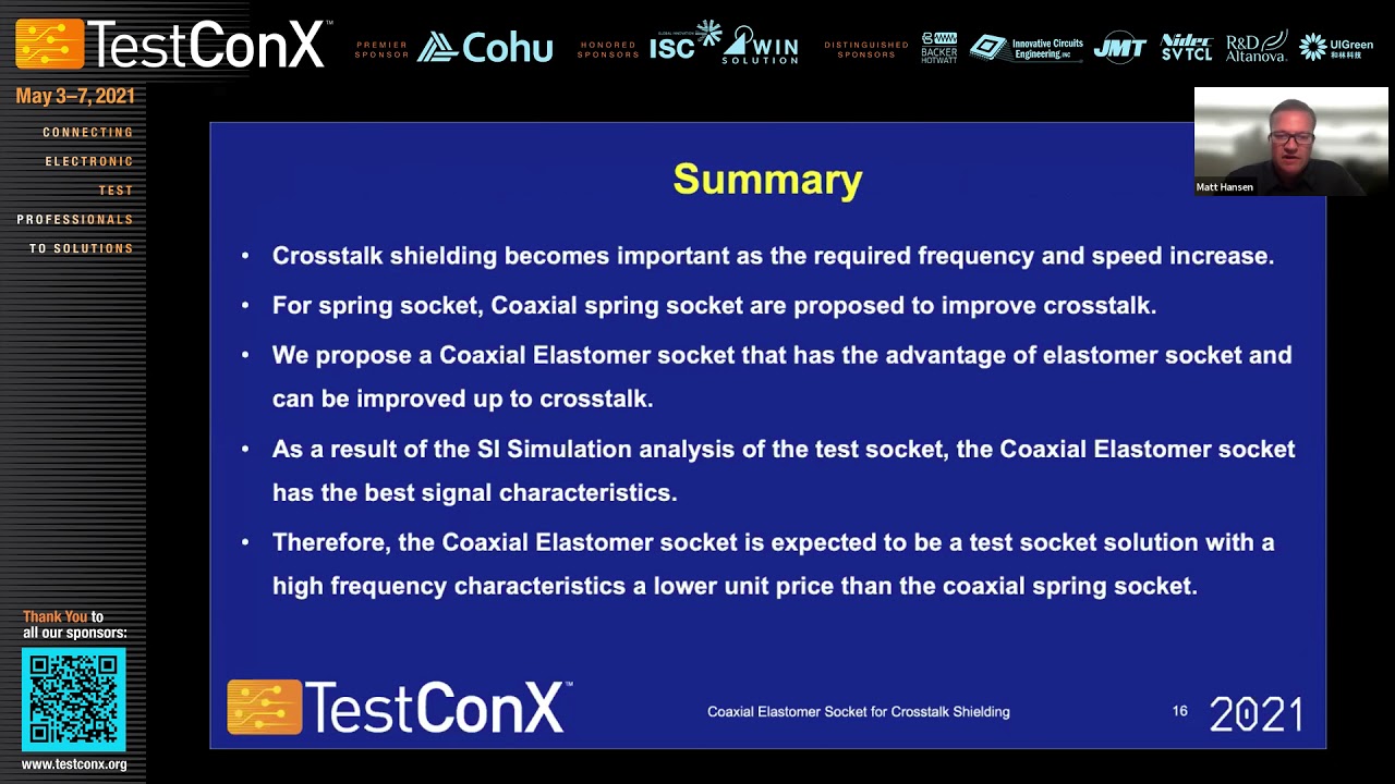TestConX 2021 - Matt Hansen: Coaxial Elastomer Socket for Crosstalk Shielding