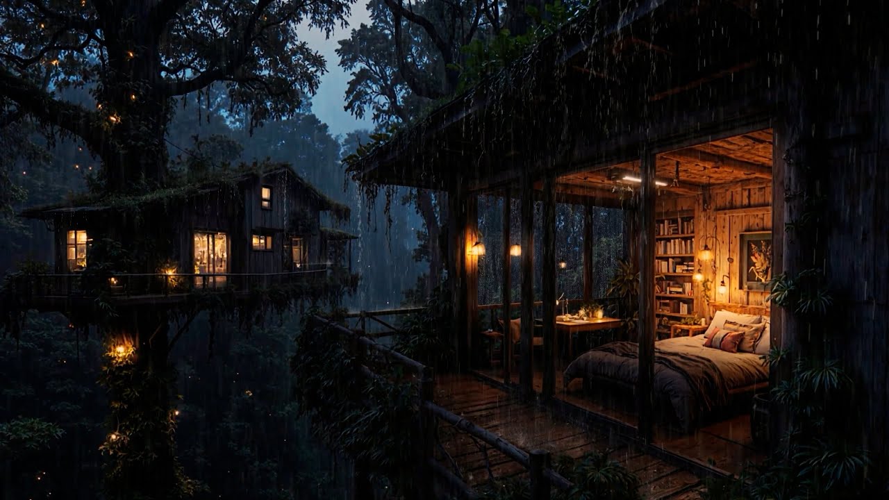 Gentle Rain in a Warm Wooden Bedroom 🌧️ | Fall Asleep Fast the Moment You Press Play | RAINY Haven