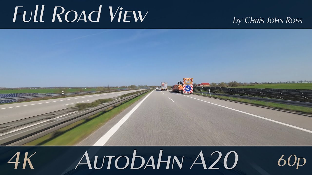 Autobahn (A20), Germany: Quellental Süd - Bad Doberan - 4K Ultra HD (2160p/60p)