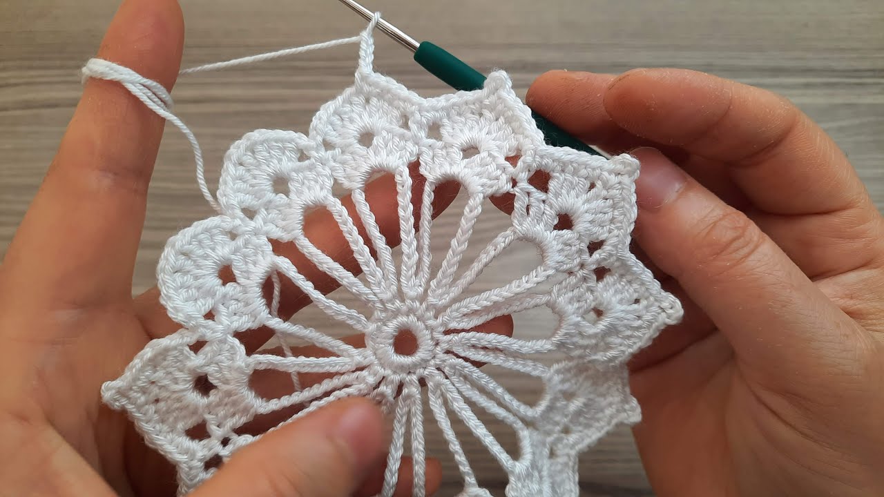 Easy Crochet Lace Motif ❄️ Snowflake-Style Doily | Step by Step for Beginners
