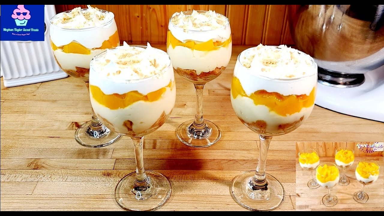 SOBREMESA GELADA FACIL DE PÊSSEGO / PAVÊ DE PÊSSEGO NA TAÇA, UMA SOBREMESA CREMOSA, #receitafacil