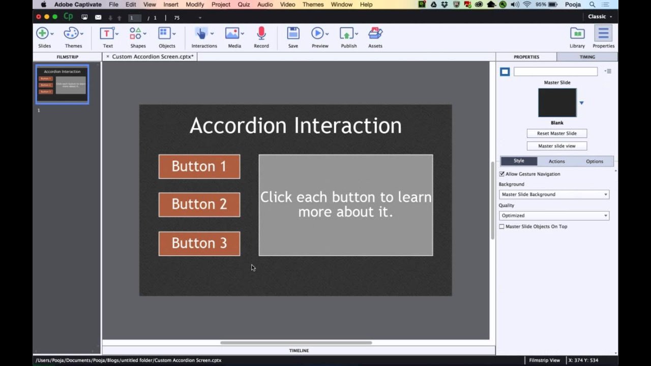 Building custom accordion interaction using multi-state objects in Adobe Captivate 9