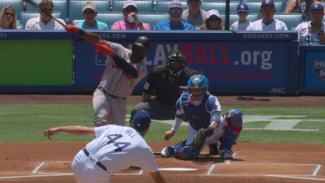 SF@LAD: Hill strikes out Span swinging to open play