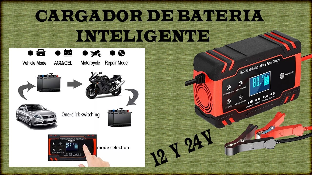 ✔️ CARGADOR INTELIGENTE PARA BATERÍAS DE CARRO Y MOTO / 12 Y 24 V
