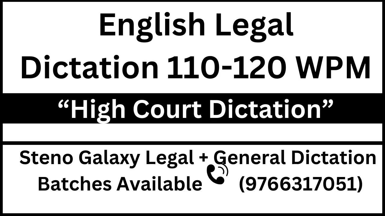 English Legal 110 WPM Dictation || #highcourtdictation
