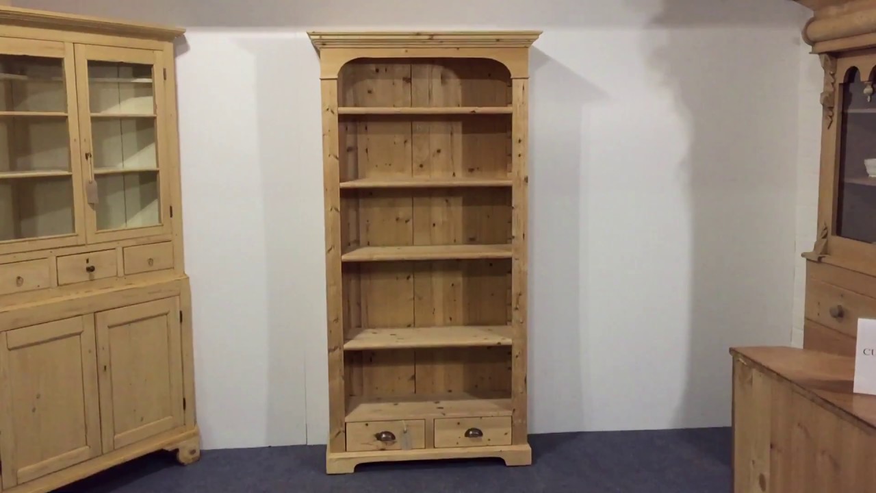 Attractive Reclaimed Pine Bookcase With Drawers - Pinefinders Old Pine Furniture Warehouse