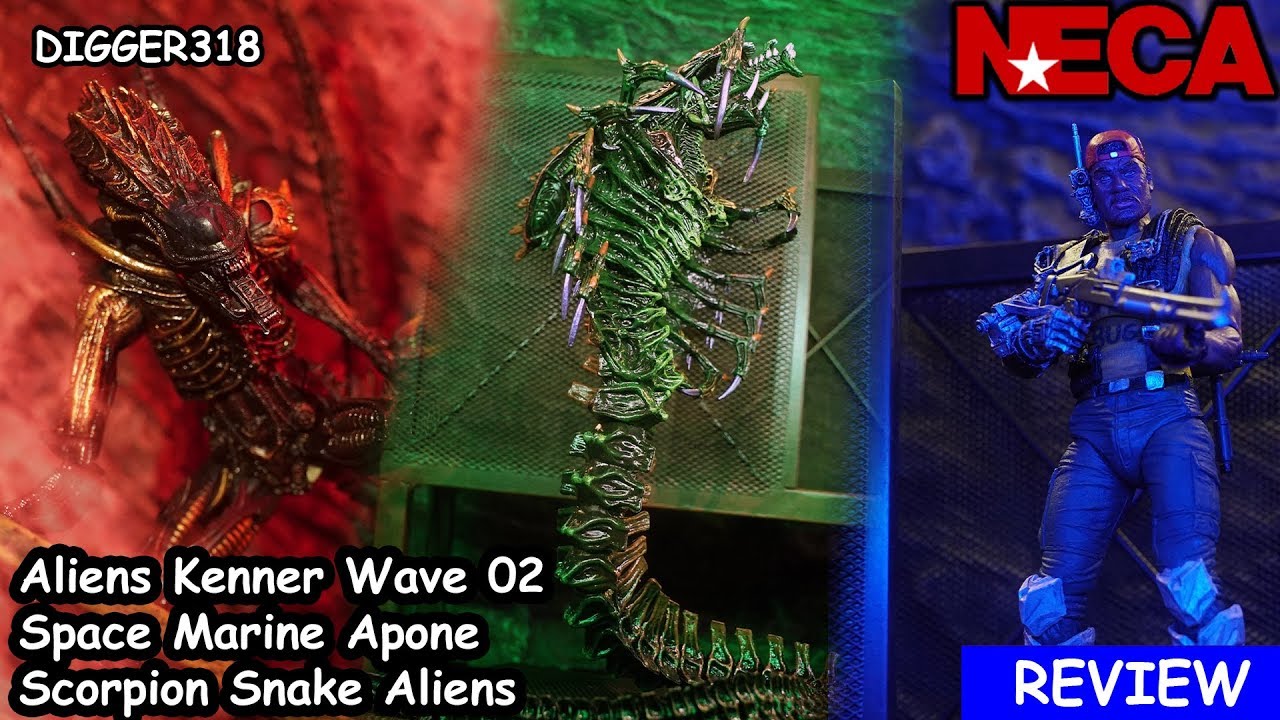 NECA Aliens Kenner Wave 02 Space Marine Apone Scorpion Snake Toy Review 4K