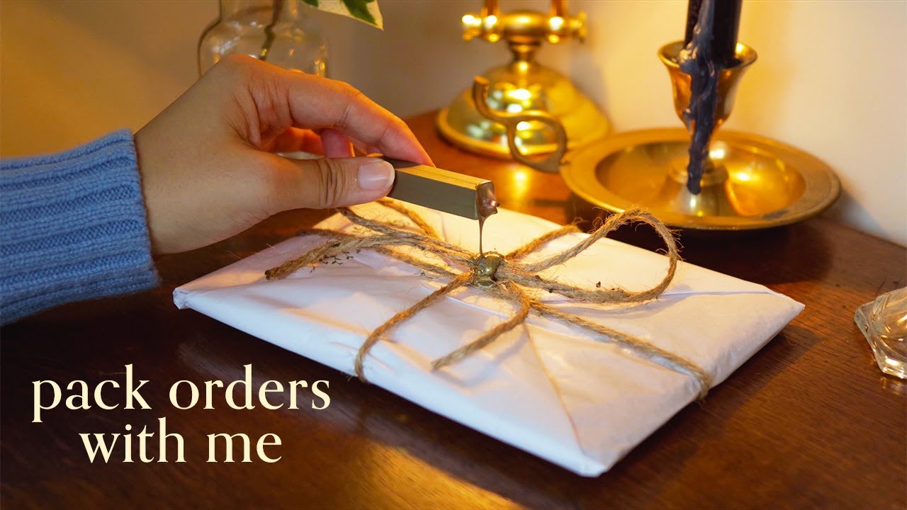 pack art print orders with me 📦 relaxing sounds in my art studio