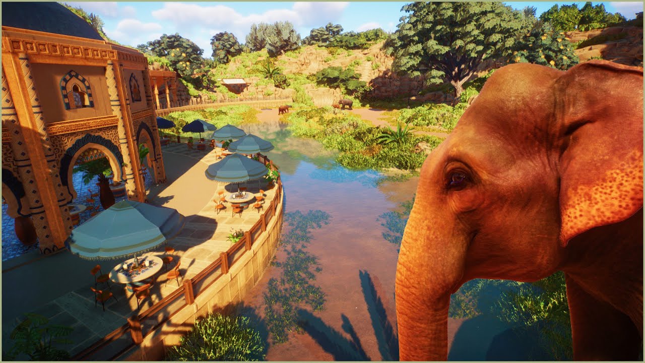 🐘 Indian elephant habitat with a oasis restaurant | Majah Zoo | Planet Zoo | speedbuild 🌵