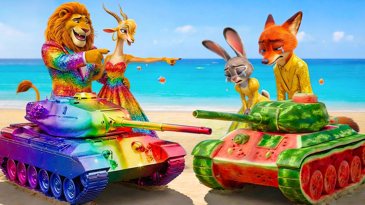 🍉🛠️💥 Zootopia Golden Family Builds a GIANT Watermelon Tank vs Sweet Rainbow Family | Zootopia 2